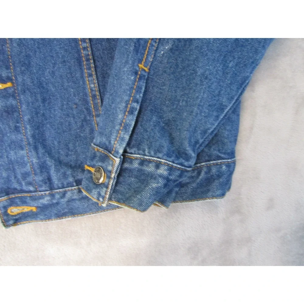 Tommy Hilfiger Vintage Denim Trucker Jacket Blue Medium Wash Small Flag Log - Picture 3 of 8